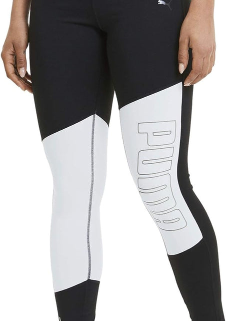 Load image into Gallery viewer, Logo 7/8 Graphic Tights  Black/ White/Silver Print SM 26
