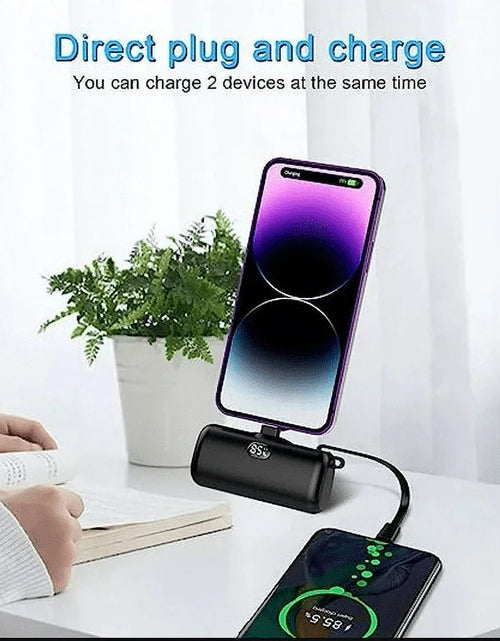 Load image into Gallery viewer, Portable Power Bank, Emergency Phone Charger External Battery Pack FAST CHARGING Power Bank Power Pod, 5000MAH Wireless Portable Phone Charger for Iphone 11/12/13/14 Pro, Black
