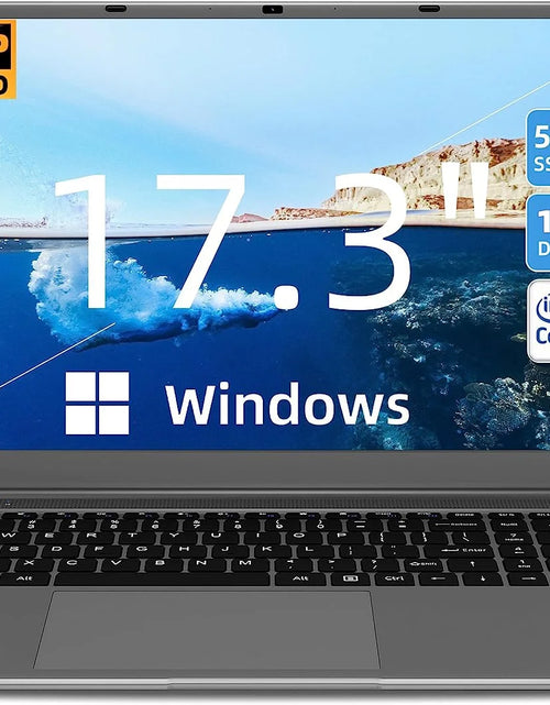 Load image into Gallery viewer, 17.3 Inch Windows 11 Laptop 12GB DDR4 512GB SSD with Intel Celeron N5095 FHD 1920X1080, Gray
