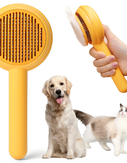 Load image into Gallery viewer, Cat Brushes for Indoor Cats - Pet Self Cleaning Slicker Brush Removes Deep Waste Hair - Cats Dogs Resin Protected Massage Comb(Yellow)
