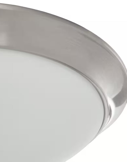 Load image into Gallery viewer, 11 In. 120-Watt Equivalent Brushed Nickel 2700K CCT LED Ceiling Light Flush Mount with Frosted White Glass Shade
