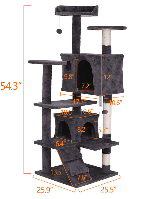 Load image into Gallery viewer, 55&#39;&#39; Cat Tree Tower Condo Multi Platforms Kitty Play House Safety Scratch Post
