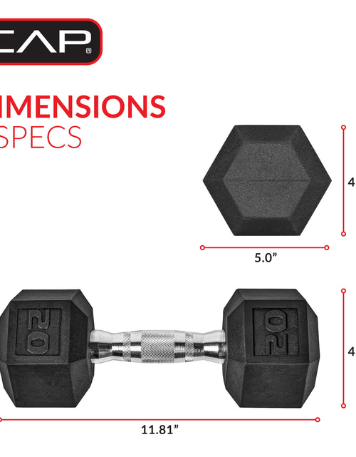 Load image into Gallery viewer, Barbell, 20Lb Coated Rubber Hex Dumbbell, Pair
