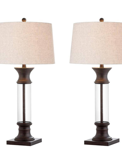 Load image into Gallery viewer, Hunter 32 In. Metal/Glass Table Lamp, Bronze (Set of 2)
