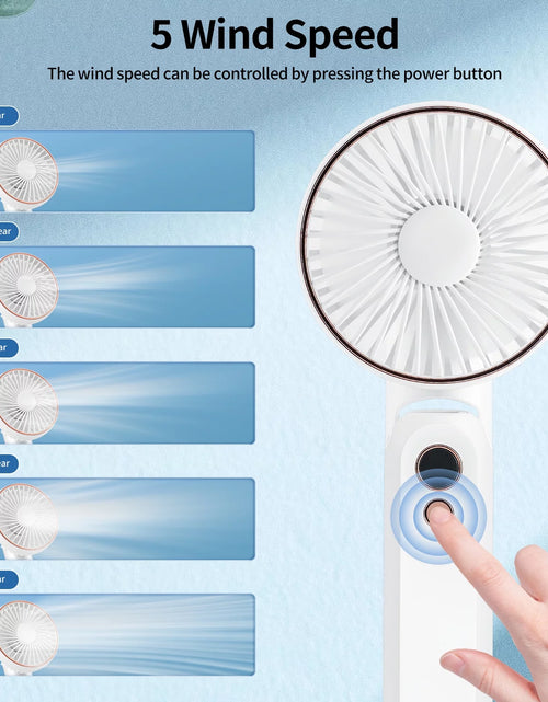 Load image into Gallery viewer, Handheld Fan, Portable Fan with 5 Speeds&amp;Digital Display,Foldable Rechargeable USB Fan with Power Bank,180°Adjustable Mini Fan&amp;Desk Fan for Outdoor,Travel, Camping,Office,White
