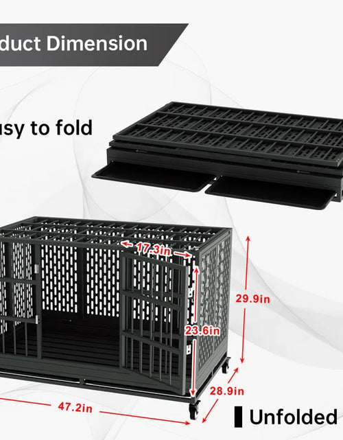 Load image into Gallery viewer, RERORD 48 Inch Heavy Duty Dog Crate with Wheels, Folding Metal Big Dog Cage Extra Large Dog Crate
