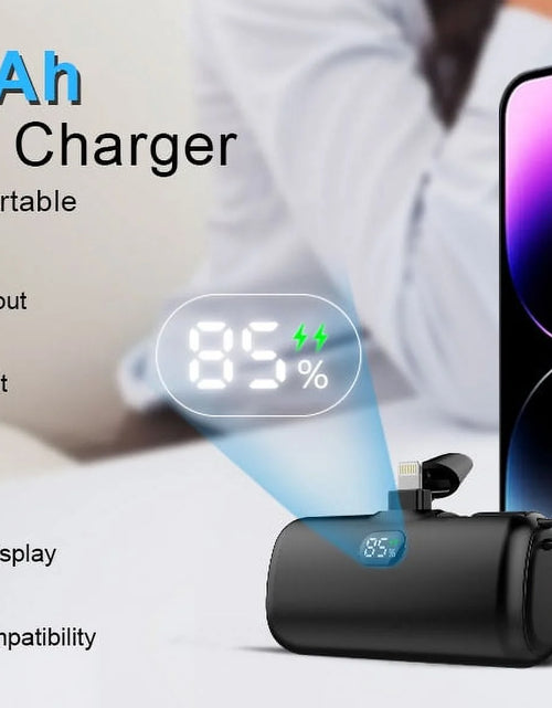 Load image into Gallery viewer, Portable Power Bank, Emergency Phone Charger External Battery Pack FAST CHARGING Power Bank Power Pod, 5000MAH Wireless Portable Phone Charger for Iphone 11/12/13/14 Pro, Black
