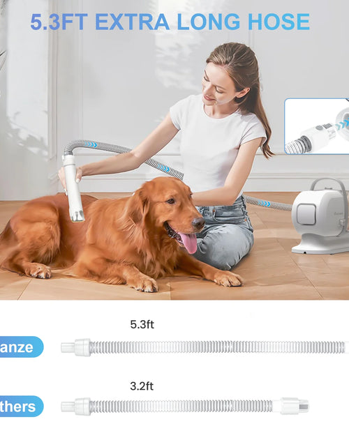 Load image into Gallery viewer, 14Kpa Dog Grooming Kit &amp; Vacuum, 2.5L Pet Hair Vacuum Suction 99% Pet Hair,3 Modes Suction Dog Grooming Clipper Kit,5 Pet Groomer Tools,Low Noise Pet Shedding Vacuum for Dogs Cats,White
