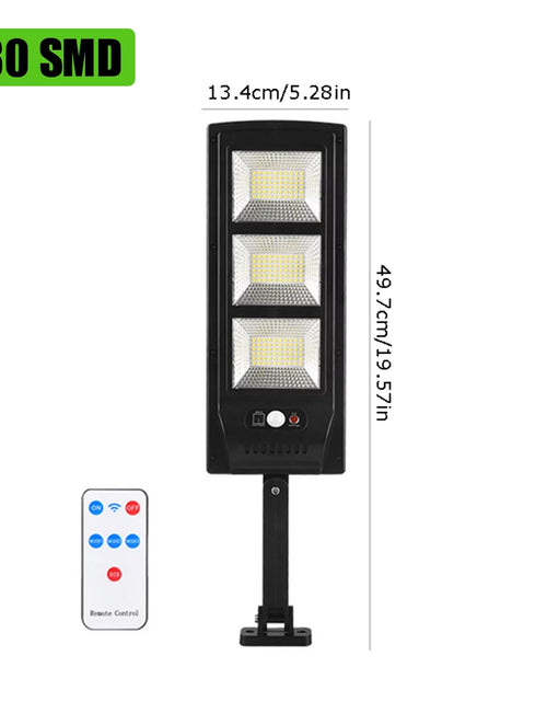 Load image into Gallery viewer, Solar Street Light Outdoor, 4000LM Motion Sensor Solar Outdoor Lights with Remote Control, Auto On/Off Dusk to Dawn Wall Flood Lamp for Yard, Garden, Shed, Barn
