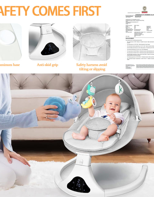 Load image into Gallery viewer, Electric Baby Swing for Infants, Bluetooth Swing Baby Bouncer Baby Rocker with Intelligence Timing, Gray
