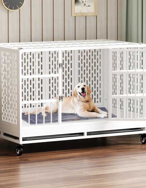 Load image into Gallery viewer, RERORD 48 Inch Heavy Duty Dog Crate with Wheels, Folding Metal Big Dog Cage Extra Large Dog Crate
