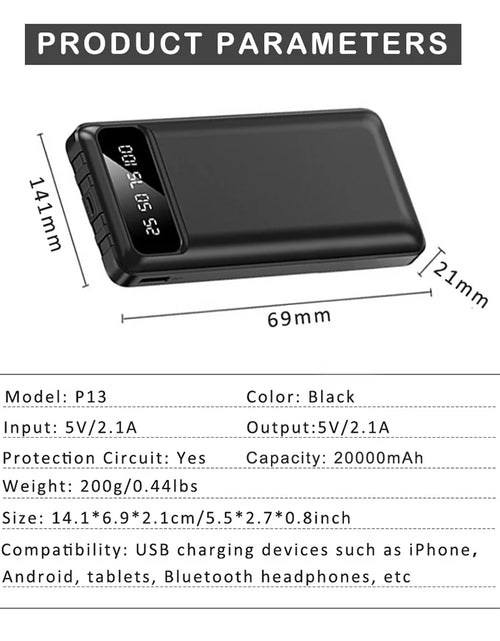 Load image into Gallery viewer, 20000Mah Power Bank Portable Charger with Cables, USB Fast Charging for Phone
