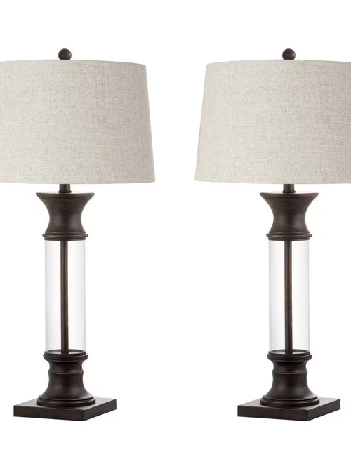 Load image into Gallery viewer, Hunter 32 In. Metal/Glass Table Lamp, Bronze (Set of 2)
