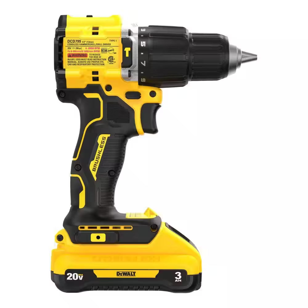 ATOMIC 20-Volt Lithium-Ion Cordless 1/2 In. Compact Hammer Drill with 3.0Ah Battery, Charger and Bag