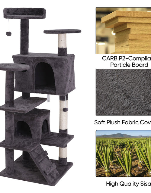 Load image into Gallery viewer, 55&#39;&#39; Cat Tree Tower Condo Multi Platforms Kitty Play House Safety Scratch Post
